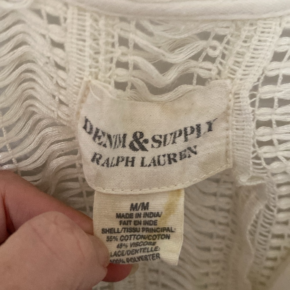 Denim & supply ralph lauren boho white cream shirt blouse medium $125 - Picture 3 of 6
